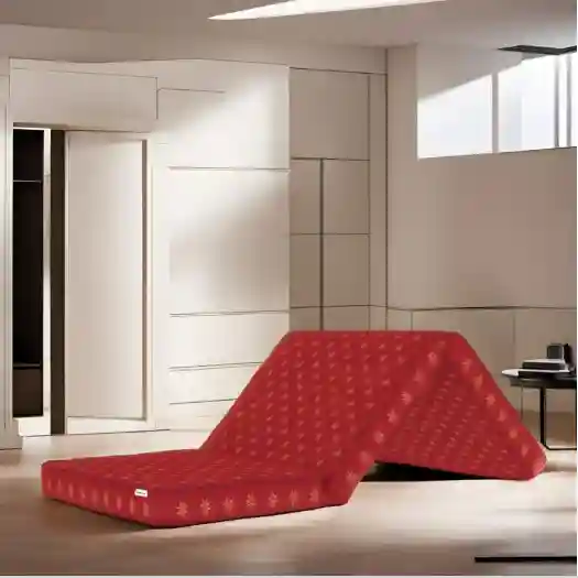  Bouncy Tri-Fold 4 Inch Foam (72x30) In Maroon Colour Single Folding Mattress